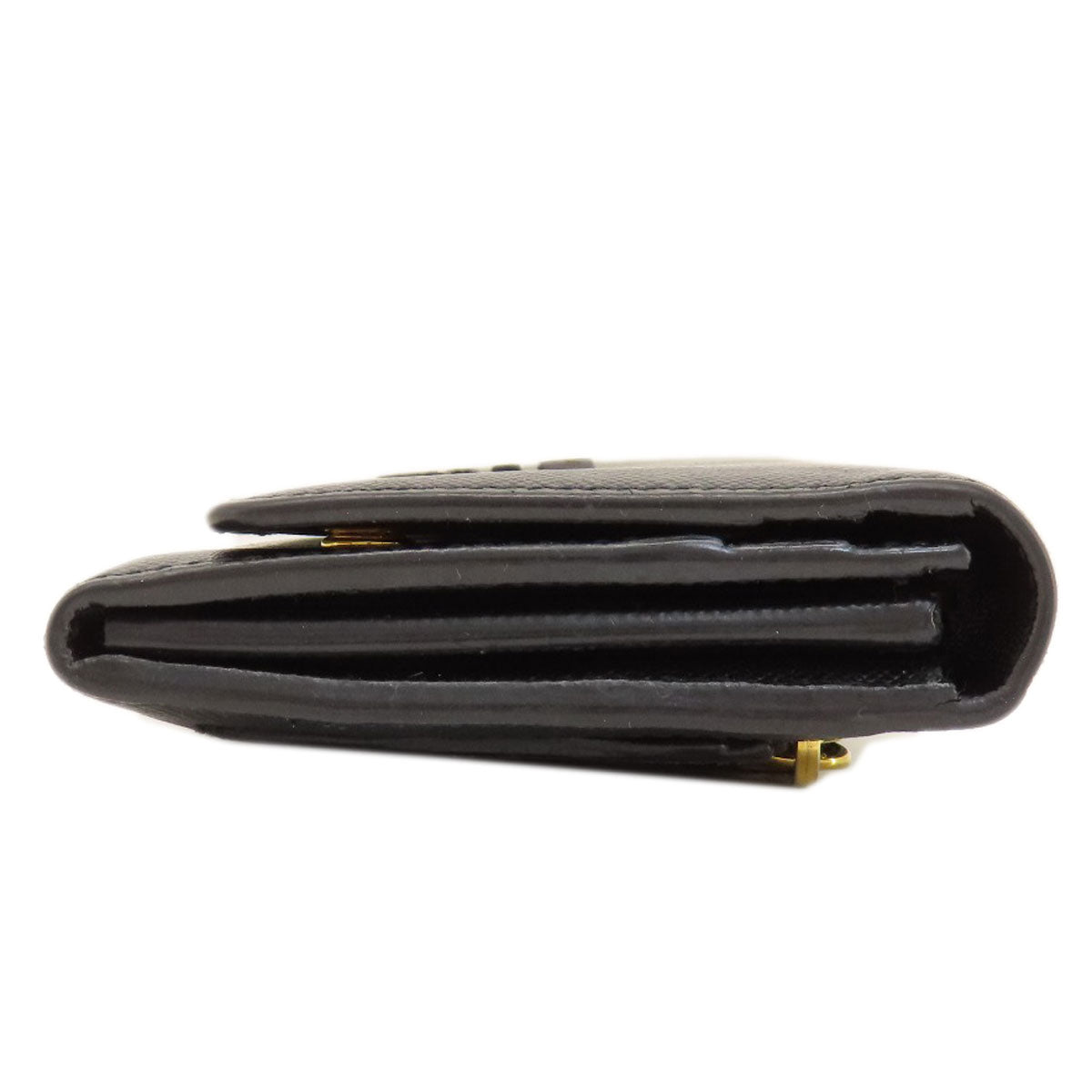 Prada Long Wallet Purse Leather Black Logo Saffiano Women