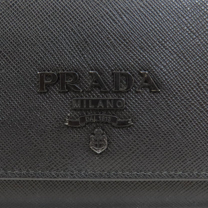 Prada Long Wallet Purse Leather Black Logo Saffiano Women