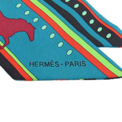 Hermes Scarf Silk Green Twilly Women