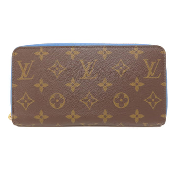 Louis Vuitton Long Wallet Purse M63894 Monogram Canvas Brown Zippy Wallet Monogram Blue Jean Women