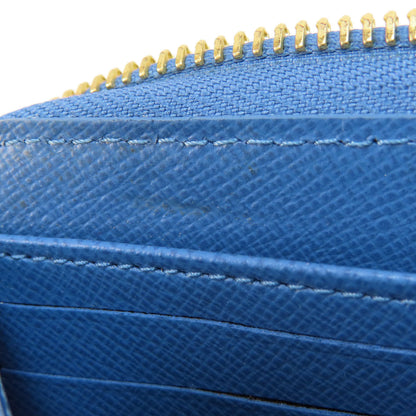 Louis Vuitton Long Wallet Purse M63894 Monogram Canvas Brown Zippy Wallet Monogram Blue Jean Women