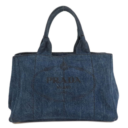 Prada Tote Bag B1877B Denim Blue Canapa Women