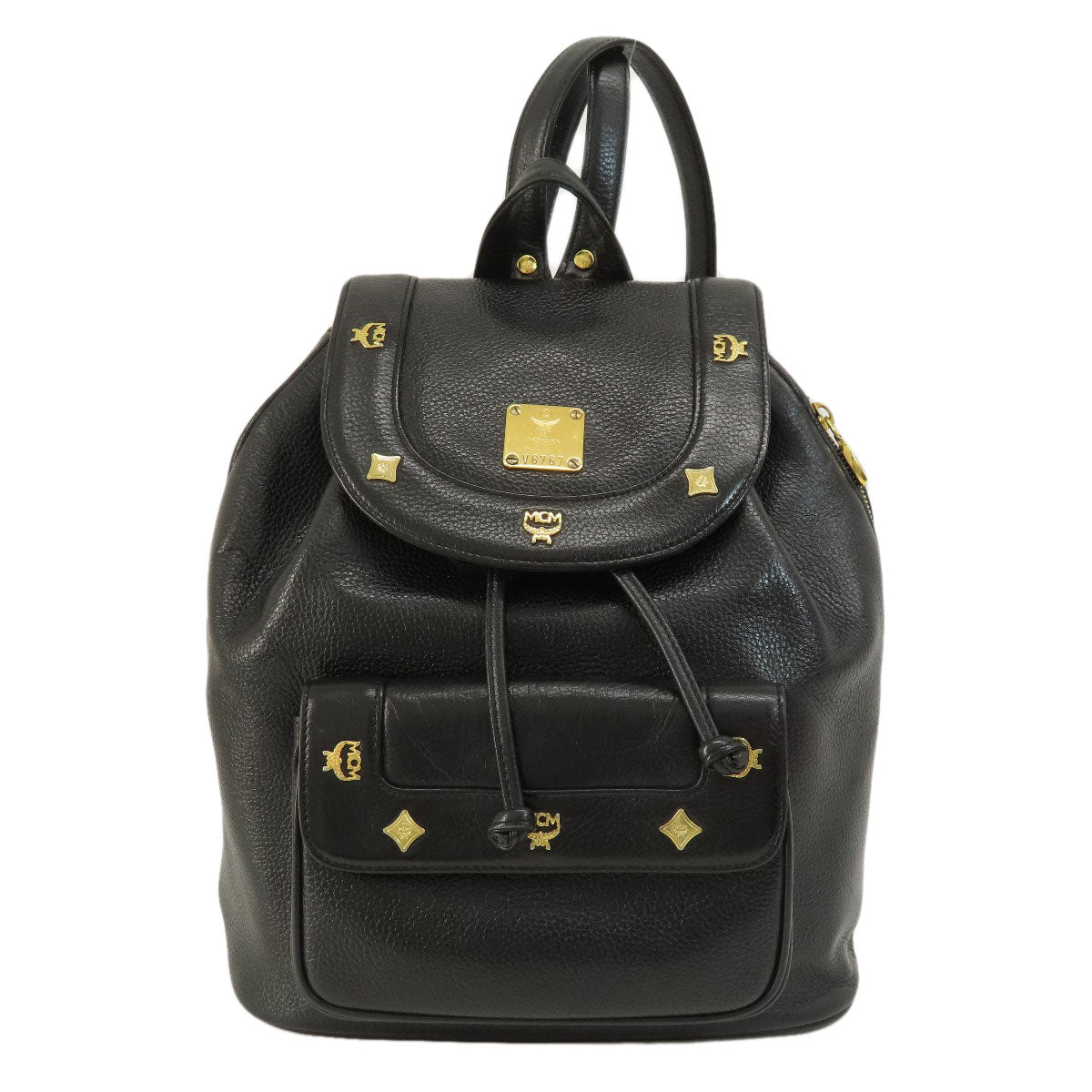 Mcm Backpack Leather Black Logo Women