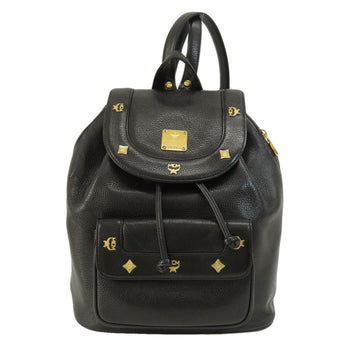 Mcm Backpack Leather Black Logo Women