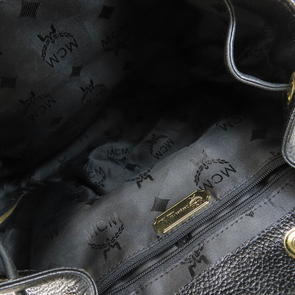 Mcm Backpack Leather Black Logo Women