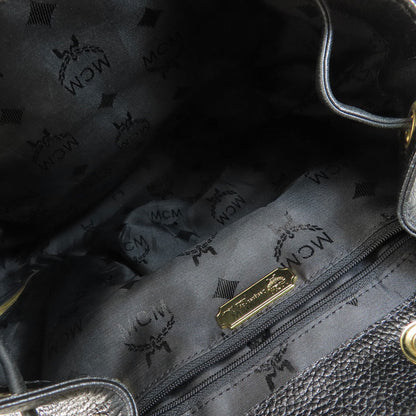 Mcm Backpack Leather Black Logo Women