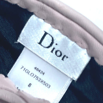 Dior Gloves Leather Pink Studs Cannage Women 8