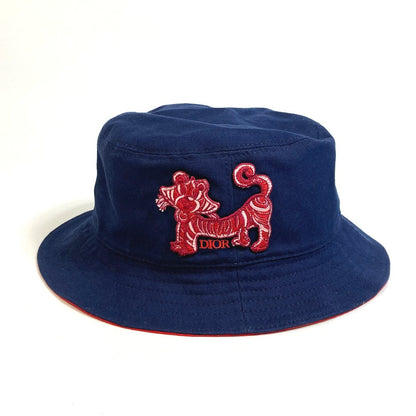 Dior Hat Cotton Blue Embroidered Tiger Patch Kenny Scharf Unisex(Unisex) M