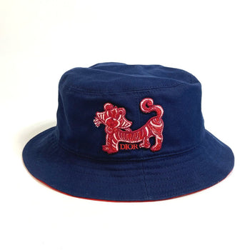 Dior Hat Cotton Blue Embroidered Tiger Patch Kenny Scharf Unisex(Unisex) M