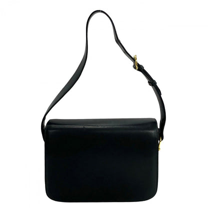 Celine Shoulder Bag Calfskin, Leather Black Logo Carriage Metal Women