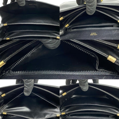 Celine Shoulder Bag Calfskin, Leather Black Logo Carriage Metal Women