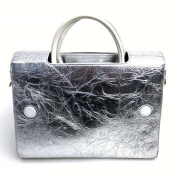 Christian Dior Handbag Leather Metallic Silver Diorever Women