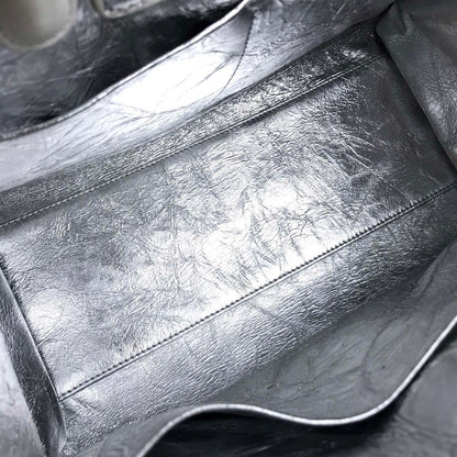 Christian Dior Handbag Leather Metallic Silver Diorever Women
