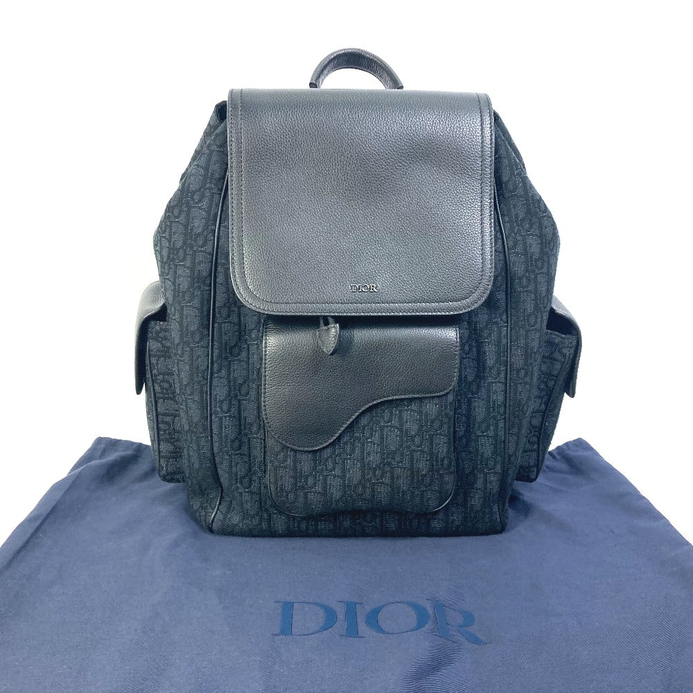 Dior Backpack 1Adba161Yks Canvas / Leather Navy 23Stainless Steel Saddle Oblique Mens