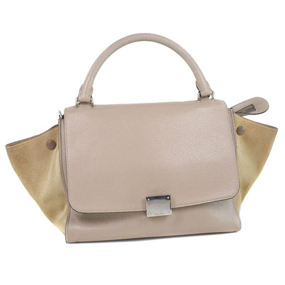 Celine Handbag 174683Mdb.03Un Leather, Suede Pink Beige 2Wayshoulder Trapeze Women