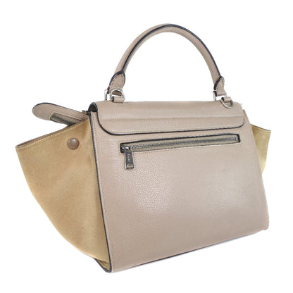 Celine Handbag 174683Mdb.03Un Leather, Suede Pink Beige 2Wayshoulder Trapeze Women