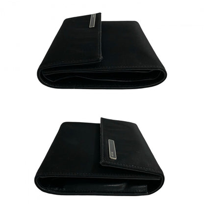 Prada Bifold Wallet Nylon, Leather Black Logo Metal Women