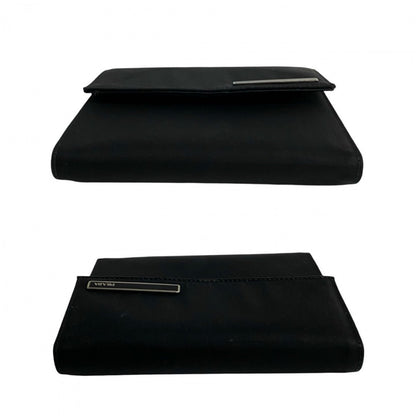 Prada Bifold Wallet Nylon, Leather Black Logo Metal Women