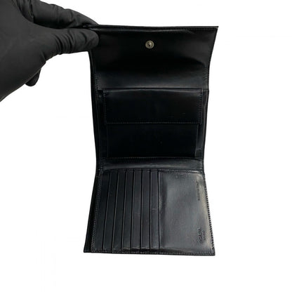 Prada Bifold Wallet Nylon, Leather Black Logo Metal Women