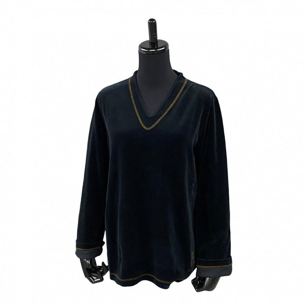 Fendi Cut Velor Black Ff Logo Stitch Women 44