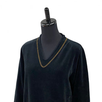 Fendi Cut Velor Black Ff Logo Stitch Women 44