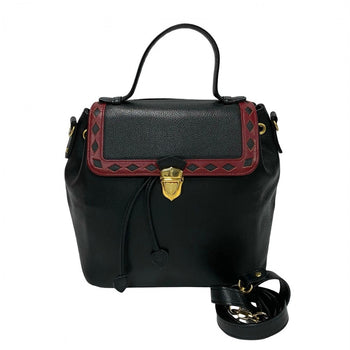 Yves Saint Laurent Shoulder Bag Leather Black Ysl Punching Women
