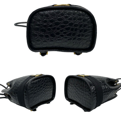 Salvatore Ferragamo Backpack Leather Black Vala Ribbon Metal Women