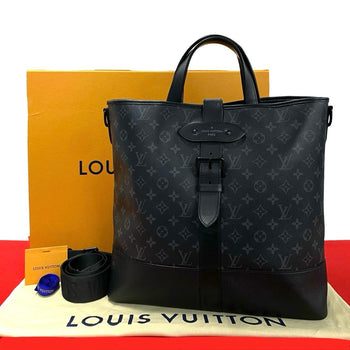 Louis Vuitton Shoulder Bag M45914 Leather Black Monogram Eclipse Saumur Mens