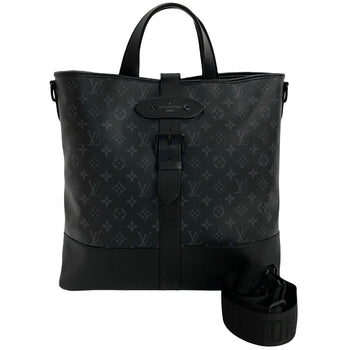 Louis Vuitton Shoulder Bag M45914 Leather Black Monogram Eclipse Saumur Mens