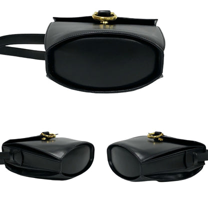 Celine Shoulder Bag Calfskin, Leather Black Gancini Logo Metal Women