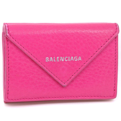 Balenciaga Tri-Fold Wallet 391446 Leather Pink Paper Mini Women