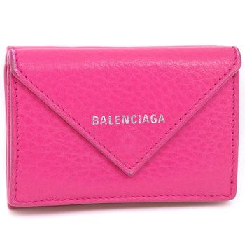 Balenciaga Tri-Fold Wallet 391446 Leather Pink Paper Mini Women