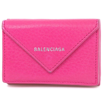 Balenciaga Tri-Fold Wallet 391446 Leather Pink Paper Mini Women