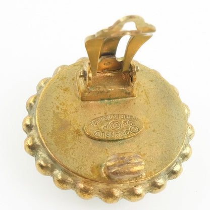 Chanel Earring Plated Gold Black Vintage Coco Mark Women