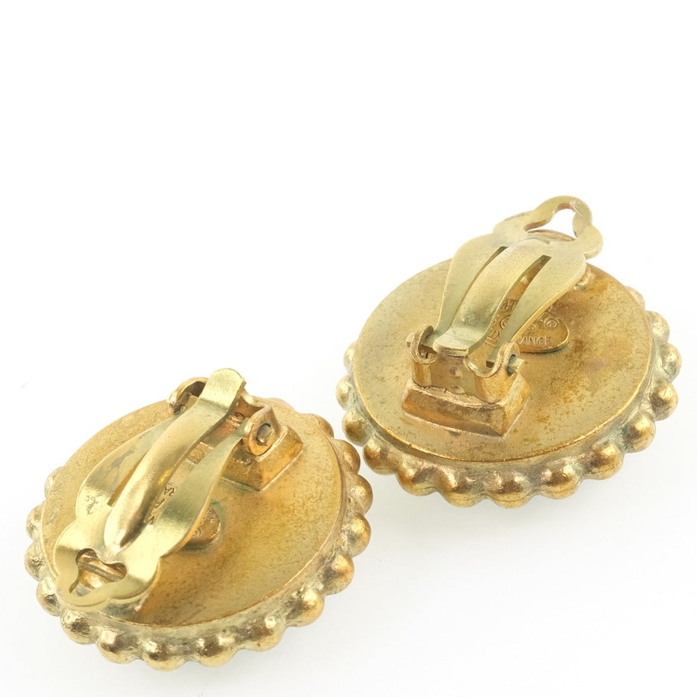 Chanel Earring Plated Gold Black Vintage Coco Mark Women
