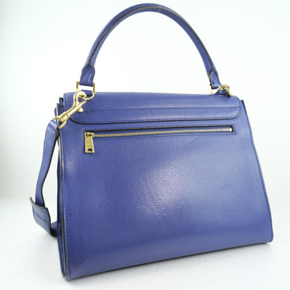 Celine Handbag Calfskin Blue 2Wayshoulder Trapeze Women
