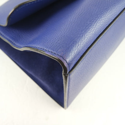 Celine Handbag Calfskin Blue 2Wayshoulder Trapeze Women