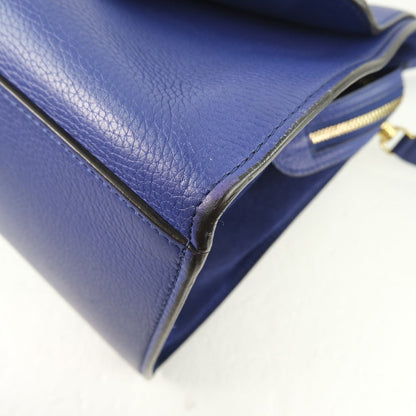 Celine Handbag Calfskin Blue 2Wayshoulder Trapeze Women