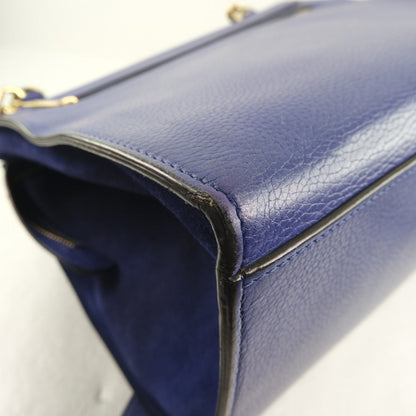 Celine Handbag Calfskin Blue 2Wayshoulder Trapeze Women
