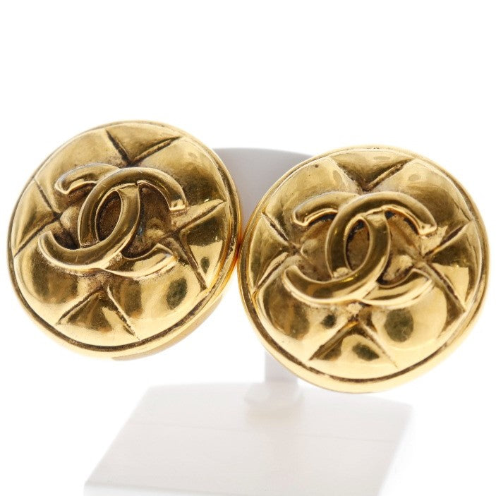 Chanel Earring Plated Gold Gold Vintage Matrasse Coco Mark Women