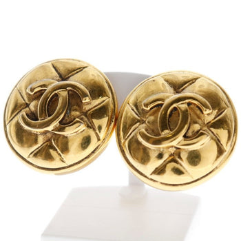 Chanel Earring Plated Gold Gold Vintage Matrasse Coco Mark Women