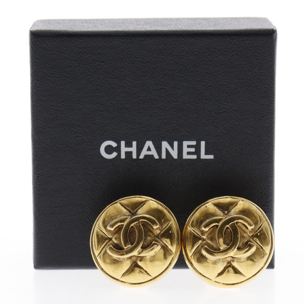 Chanel Earring Plated Gold Gold Vintage Matrasse Coco Mark Women