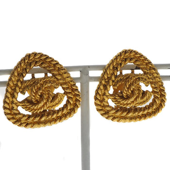Chanel Earring Plated Gold Gold Vintage Triangle Coco Mark Women