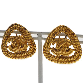 Chanel Earring Plated Gold Gold Vintage Triangle Coco Mark Women