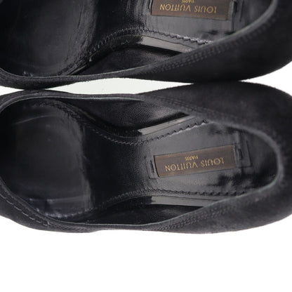 Louis Vuitton Pumps Nq0036 Suede Black Ribbon Women 35