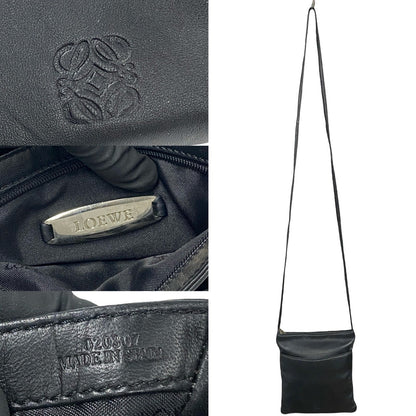 Loewe Shoulder Bag Leather Black Anagram Logo Women