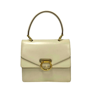 Celine Handbag Leather White Gancini Logo Metal Women