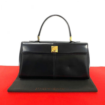Yves Saint Laurent Handbag Calfskin, Leather Black Ysl Logo Women
