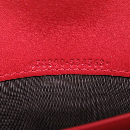 Gucci Long Wallet Purse 453390 Leather Red Bifold Gg Embossed Women(Unisex)