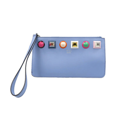 Fendi Pouch 8M0341 Leather Blue Multi Studs Women